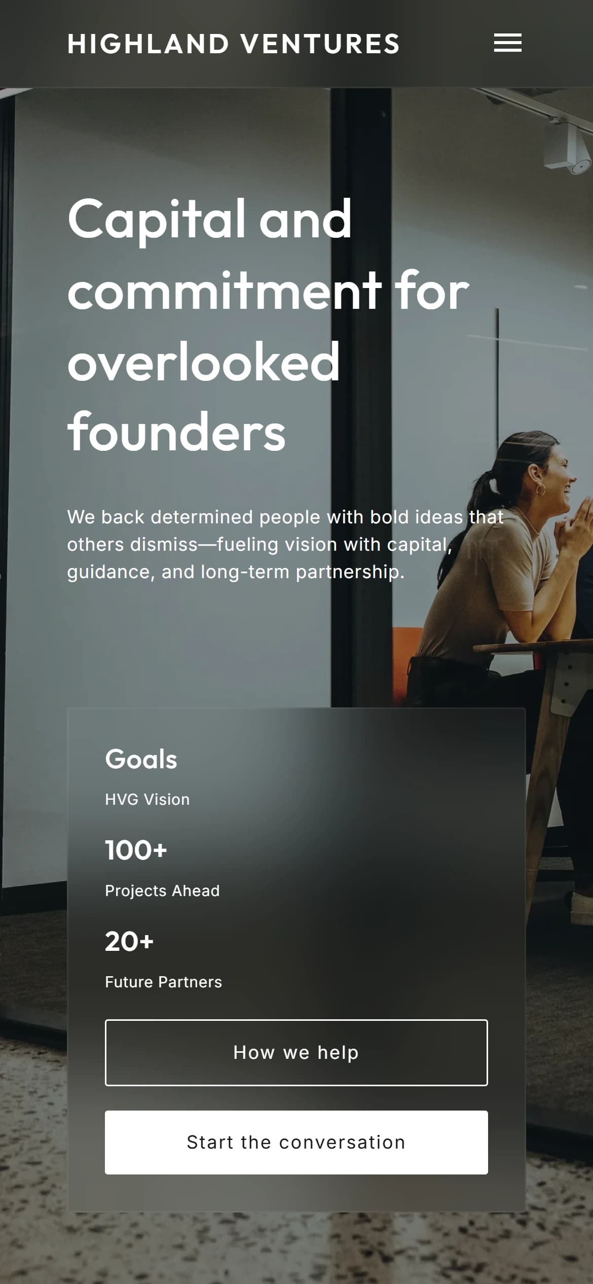 The homepage hero on a phone